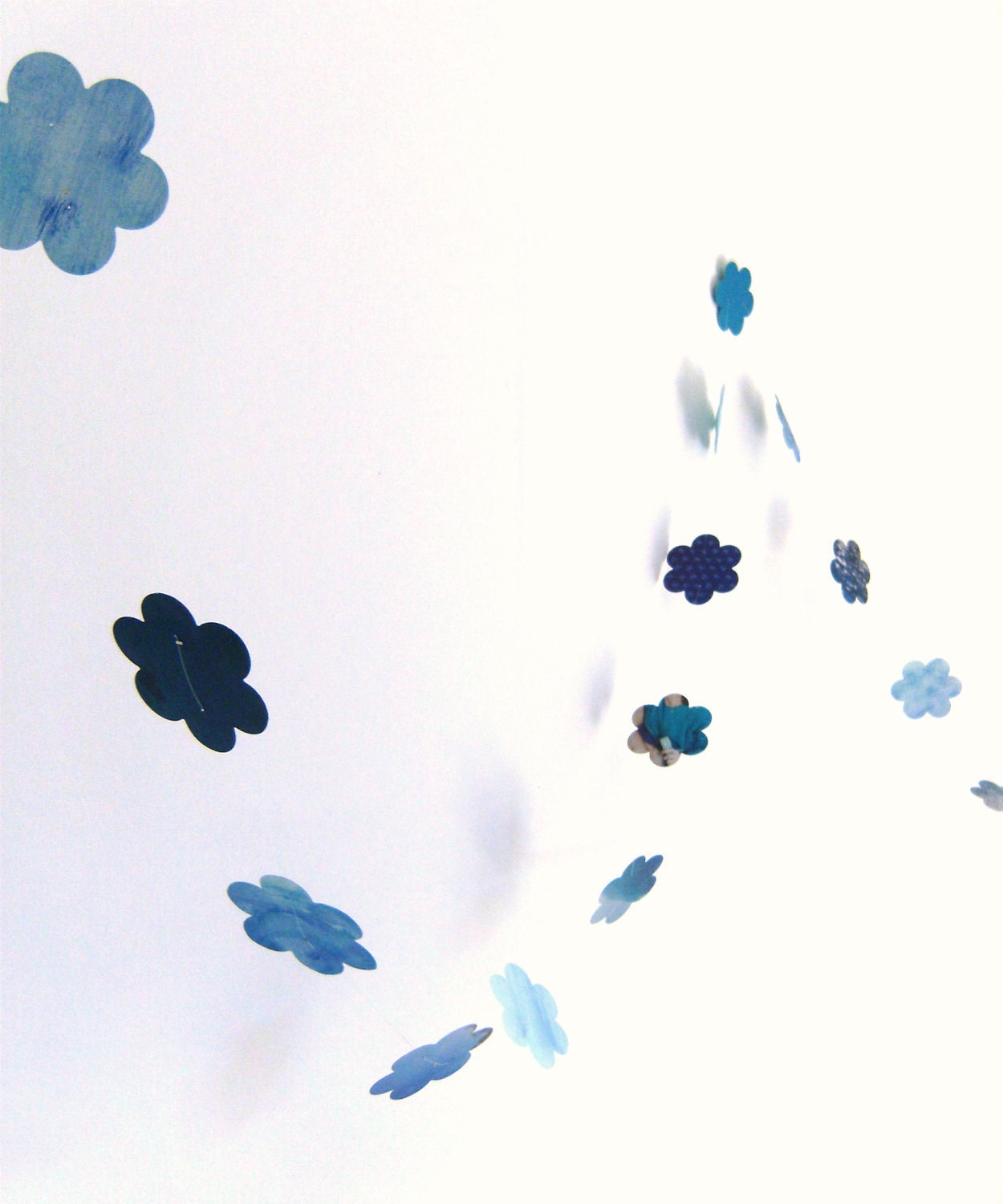 Blue garland with paper flowers