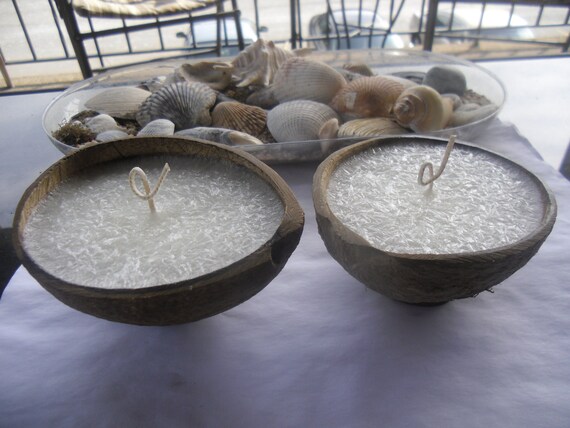 Container Candles, Coconut Shells, Coconut Shell Candles, Hand Poured Candles, Tropical, Made to Order