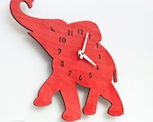 The "Baby Elephant in Red" designer wall mounted clock from LeLuni