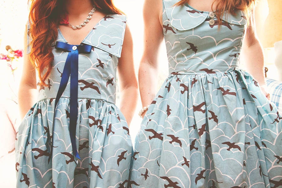 The 'Frangipane' Sailor Style Dress With Oversized Collar In Organic Cotton - Size Small
