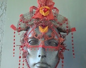 Crocheted Wire Mask  "Barking at the Moon"