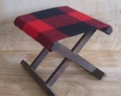 SALE Vintage Camp Stool - Pendleton Wool Fabric