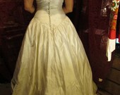 Beautiful Off White Vintage Wedding Gown with Seed Pearls Off The Shoulder Bodice