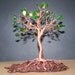MARKEDOWN - Wire Fantasy Olive Tree Of Life Sculpture on Fabric Cloth Green Yellow Beads Original Art