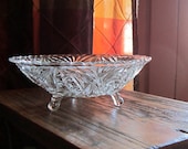 Candy Dish Cut Glass Serving Bowl - Tri - Footed