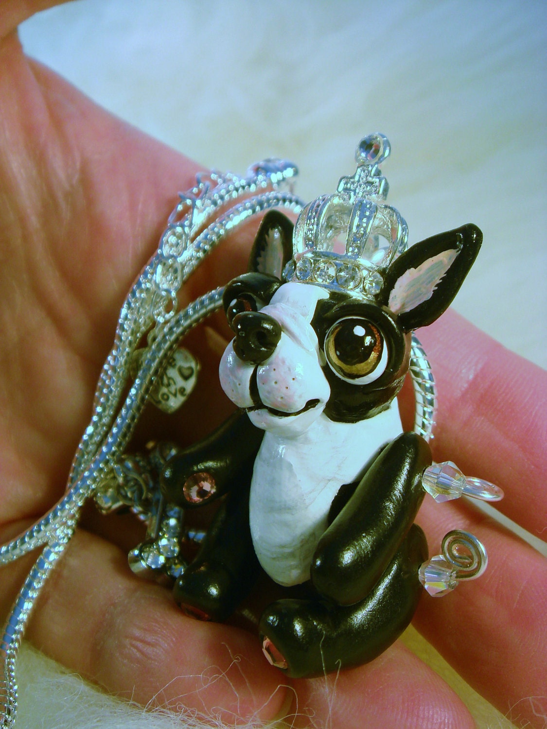 Boston Terrier Jointed Necklace, Pet Lover, Dog Wedding