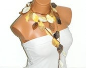 Crochet ivy,multicolor ivy leafs Lariat Scarf. Fashion Flower Scarves, Necklace...