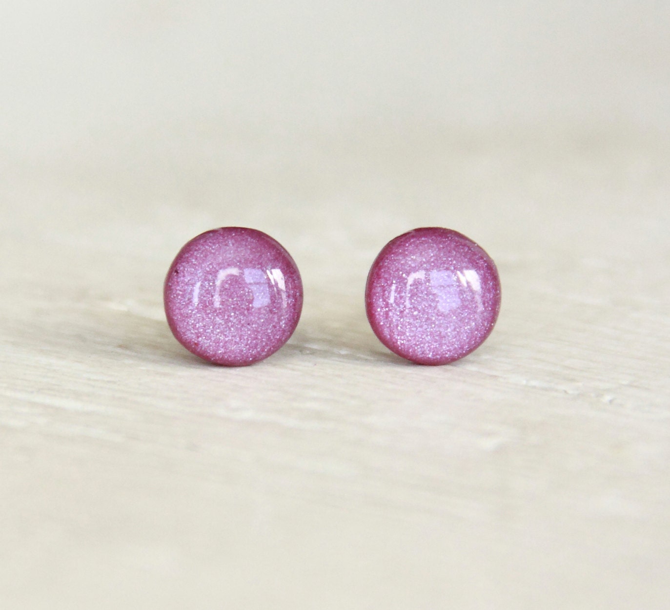 PLUM FAIRY - Purple Earrings Studs - Small Round Earrings - Tiny Post Earrings - Little Stud Earrings in Purple Shimmer - By EarSugar