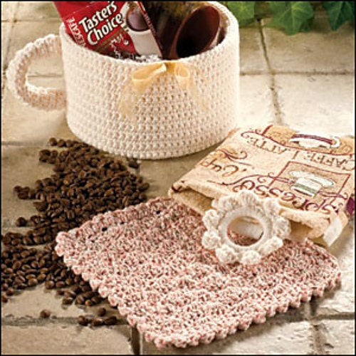 Gift Basket CROCHET PATTERN Java Lover's Coffee Set of (3) patterns
