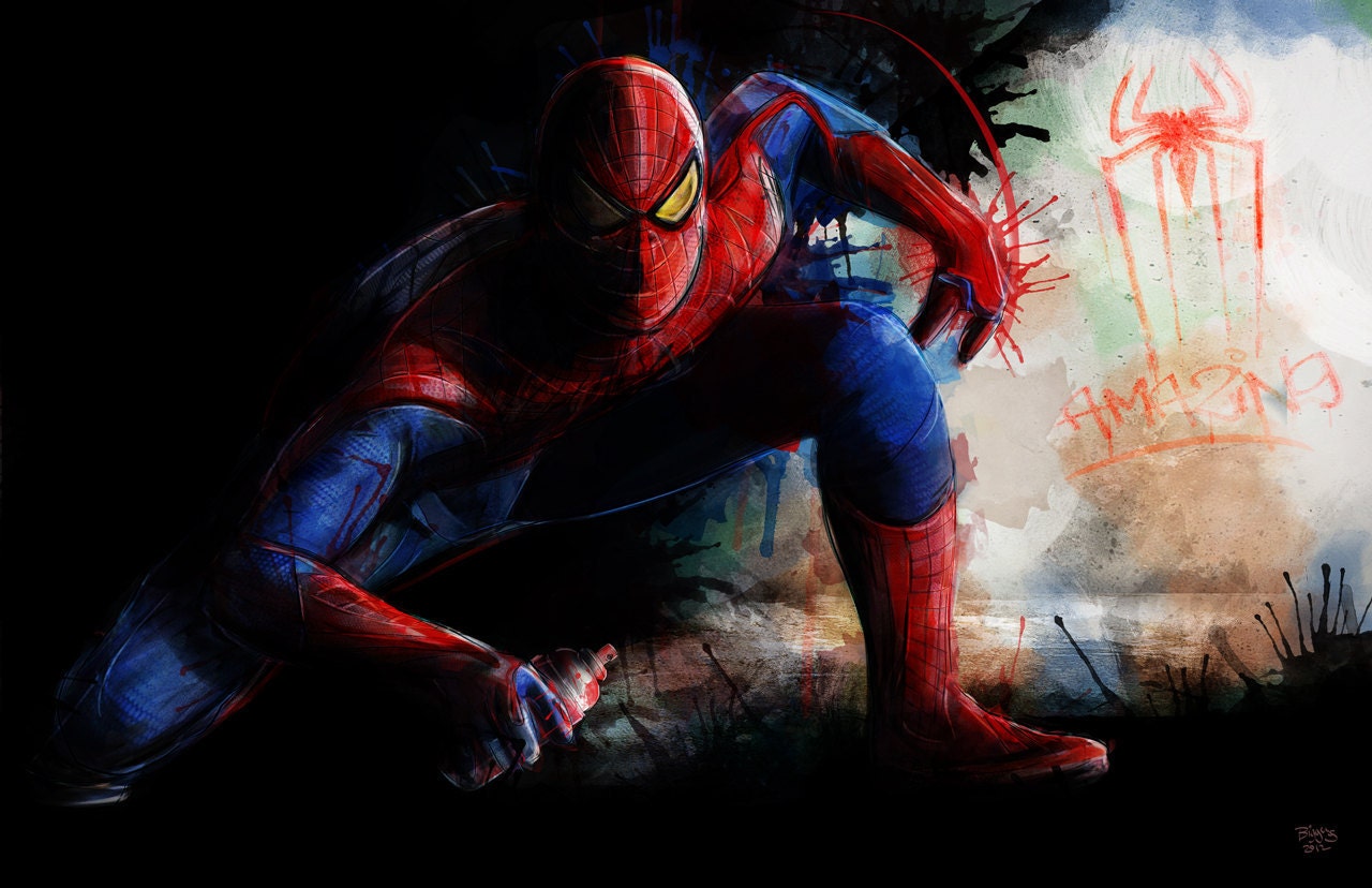 Amazing Spiderman in Spidey Ain't Tidy - signed museum quality giclée fine art print 16" x 20"