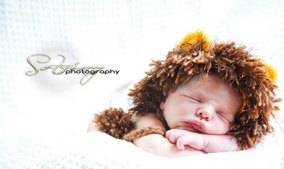 Baby Lion Hat, Handmade, Crocheted, Animal, Great Photo Prop,  Birth to 3 Months, Perfect for Halloween, Made to Order