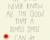 Typography Digital Illustration Quote Print  - SMILE VERY BIG