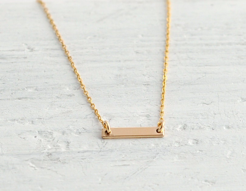 Gold Dash necklace - small 14k gold filled bar necklace - minimalist jewelry - edor  gift for her