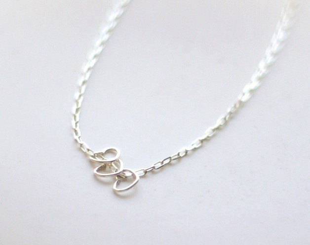 3 Little hearts - delicate sterling silver hearts bracelet - simple jewelry - edor