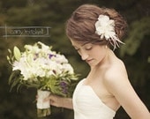 Bridal flower with feathers and pearls - BELMONT no.41