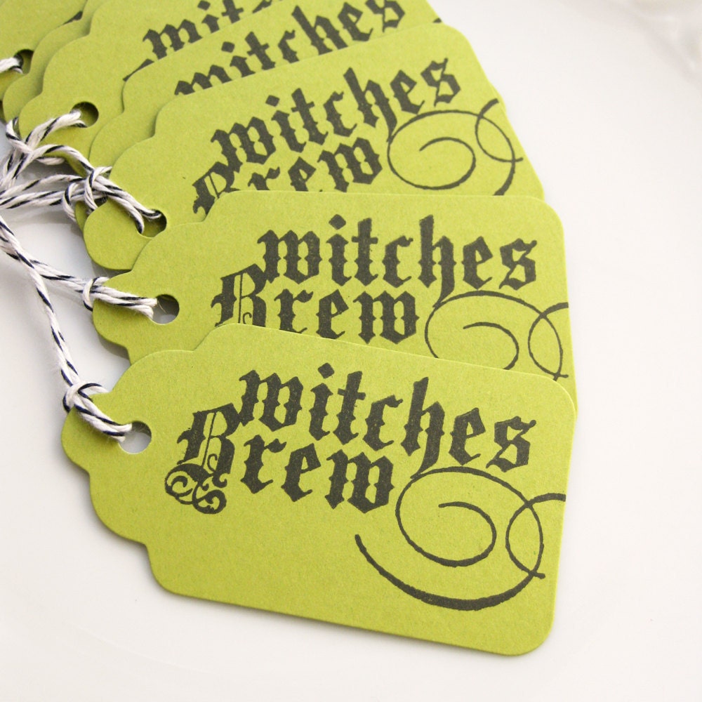 Halloween Tags Witches Brew - Set of 8 - Custom Colors Available - Halloween Party Decor Halloween Favor Tags Il_570xn