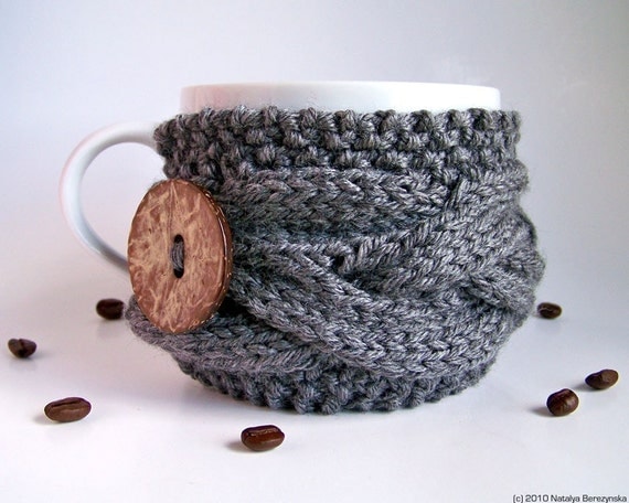 Grey Coffee Cozy - Gray Cup Cozy - Coffee Cup Cozy - Cup Cosy - Coffee Cosy - Rain Cloud Storm Neutral - Fathers Day Gift