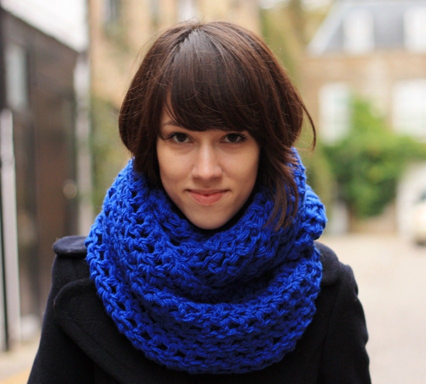 Infinity Scarf Chunky Scarf Snood Mens Womens Fall Winter Circle Scarf Royal Blue