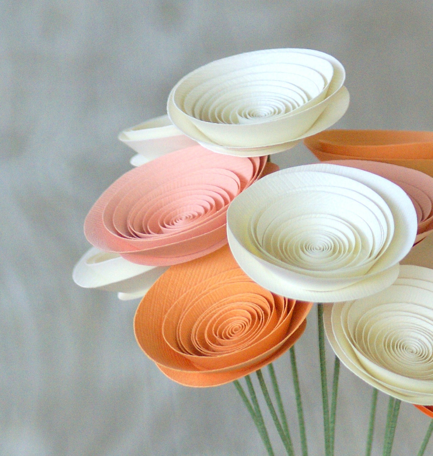 12 Peaches & Cream Paper Flowers, Modern Spring Bouquet with 12 Medium Paper Flowers, Mother's Day Gift, Mother's Day Flowers