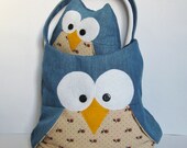 Barney Owl soft toy animal and bag sewing pattern pdf by fluff and fuzz with instant download