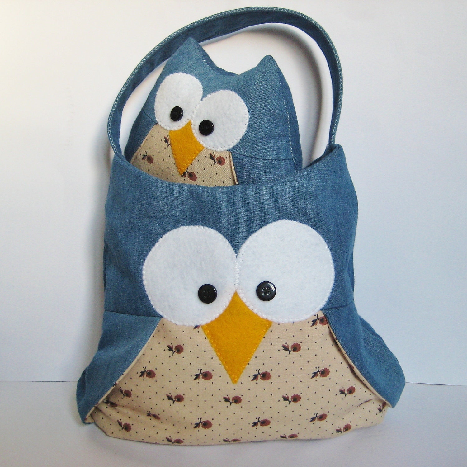 Barney Owl soft toy animal and bag sewing pattern pdf by fluff and fuzz with instant download