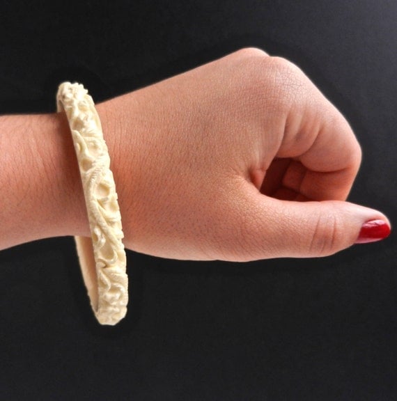 SALE Vintage Preban Ivory Dragon Bracelet Hand by