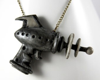Alien Repellent, Retro Ray Gun, Necklace, Jewelry, Handmade