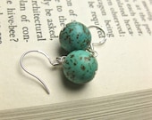 Turquoise Earrings w/ Sterling Silver -Teal Magnesite Round