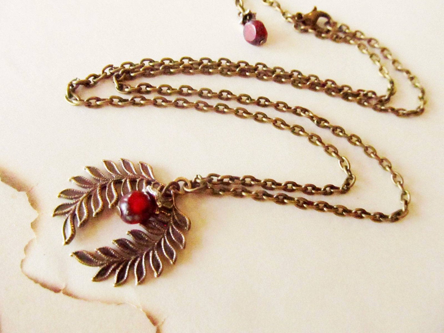 Brass Wreath charm necklace