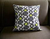 16 x 16 Mid-Century Modern Grey (Gray) Lime Green Black White Pillow Cover Contemporary Decorator Toss Throw Accent Pillow Cover