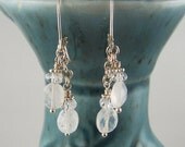 Moonstone Earrings Rainbow Moonstone Jewelry Sterling Silver Lever Back Rock Quartz Crystal Bride Earrings June Birthday Jewelry By SS