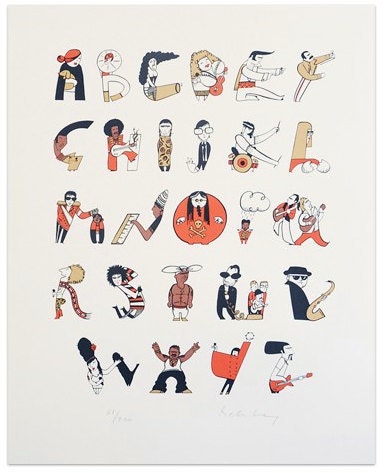 Musical Alphabet Print Alphabet Art Screenprint