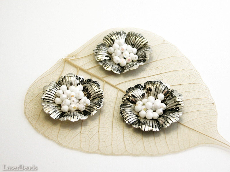 White Czech Fire Polished Beads 4mm (50) Polish Faceted Opaque Glass Small