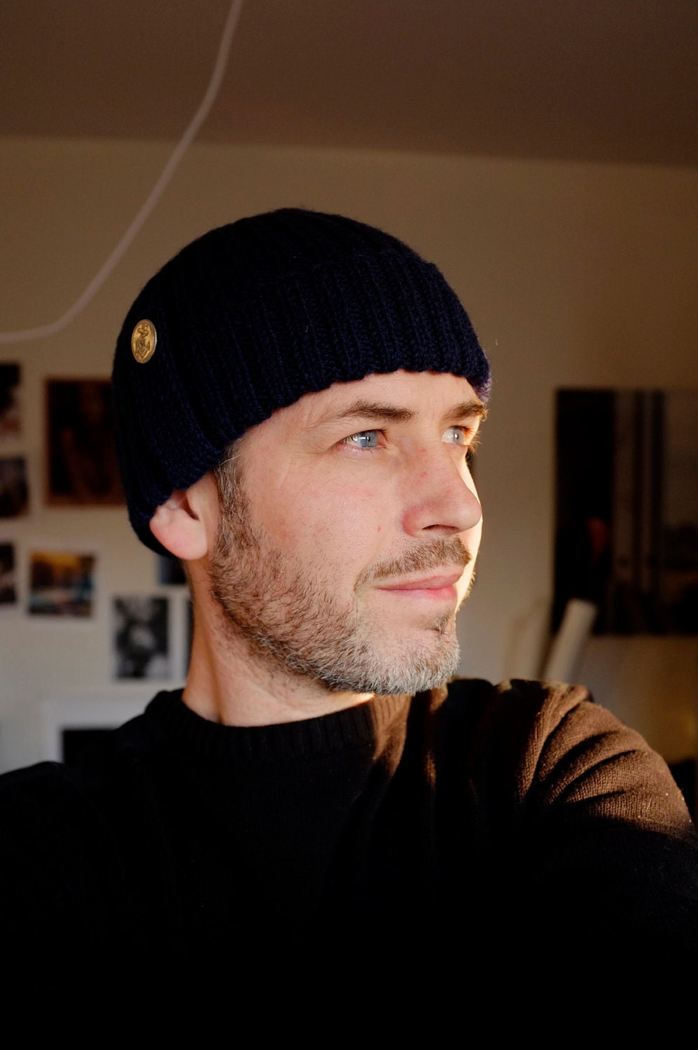 Seaman ribbed hat - Pure new wool superwash - Dark Blue - Made to order - Many color choices available