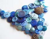 Vintage button necklace in blues - Underwater love