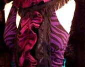 SALE Womens Fashion Scarf Purple Ruffle Fringe Tribal Boho EcoChic by Joolienn