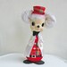 Vintage Santa Claus Mouse Mid Century Flocked Santa Figurine Doll Christmas Decor White Red Plaid Clothes Hat Christmas Doll