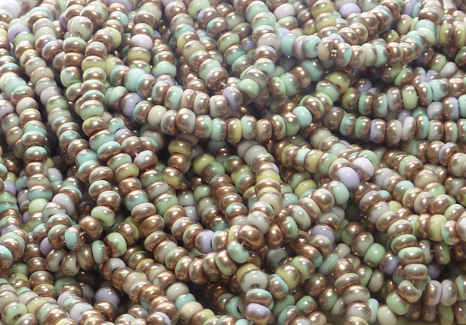 6/0 Opaque Water Colors Half Coat Apollo Gold Czech Glass Seed Bead 6 Strand Hank (C215)