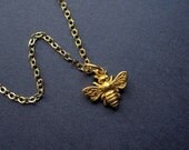 Gold Bee Necklace - Vermeil Bee Necklace - Tiny Bee Necklace - Insect Jewelry