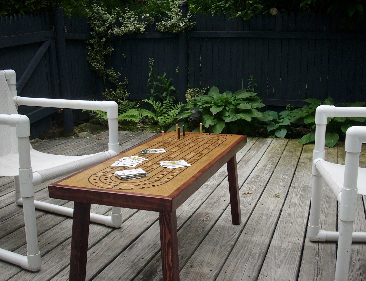 Cribbage Board Table with Accent Border - Handcrafted Keepsake - The Guy's Favorite - Father's Day Gift