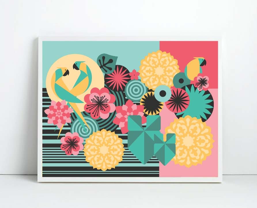 Poster Jungle, jungle print, animals prints,animals posters, tropical Art, Retro Prints, Posters, wild life, tropical