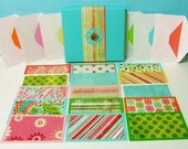 Glittered Note Card Set, 15 Colorful Prints, Gift Box, Handmade
