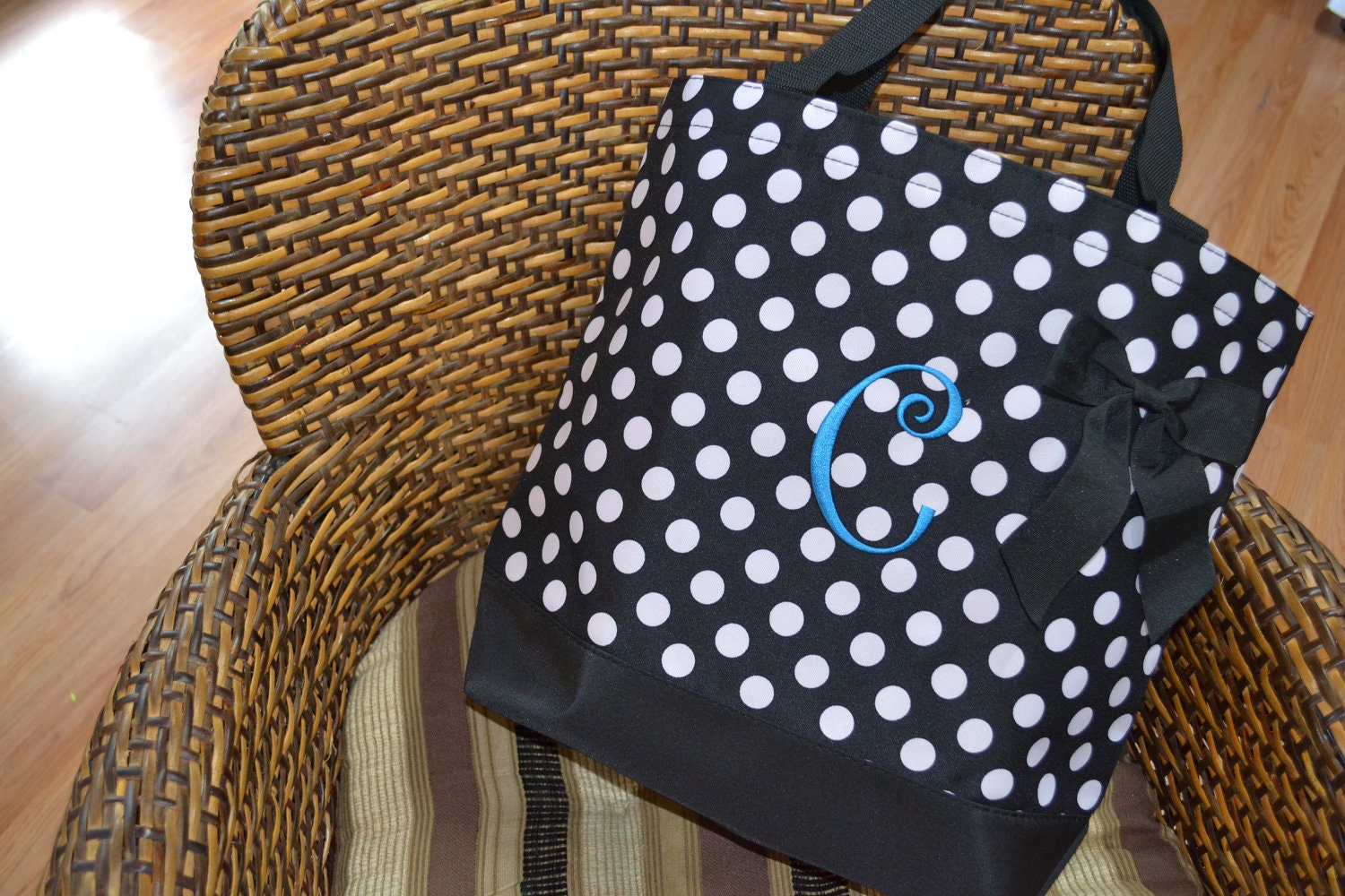 Polka Dot Bridesmaid Gift Tote Bag set of 5 bags