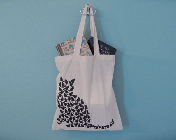 Cat Tote Bag, Reusable Grocery, Canvas