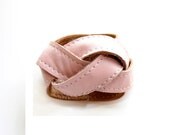 Sweet Pink Braided Leather Cuff