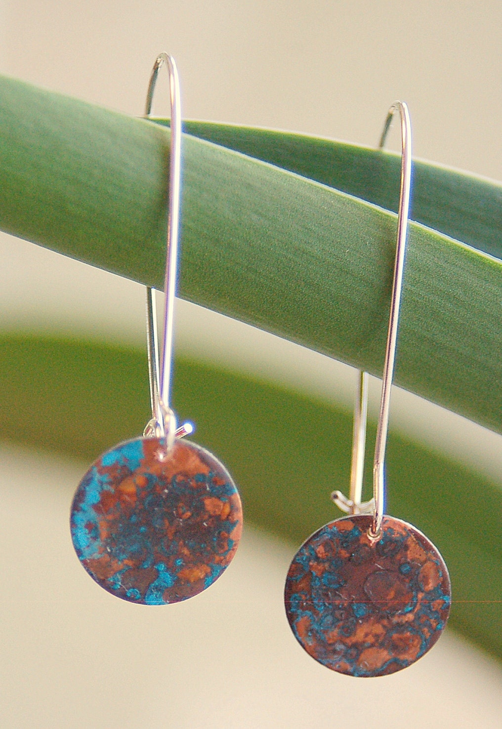 Small Blue Copper Earrings