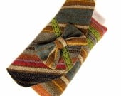 Wool Stripes Bow Clutch