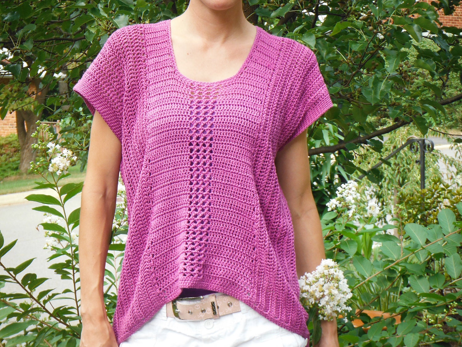 PDF PATTERN Crochet Shirttail Top Pullover Sweater