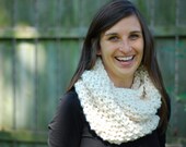 Knit Eternity Scarf or Infinity Cowl - Chunky Cream