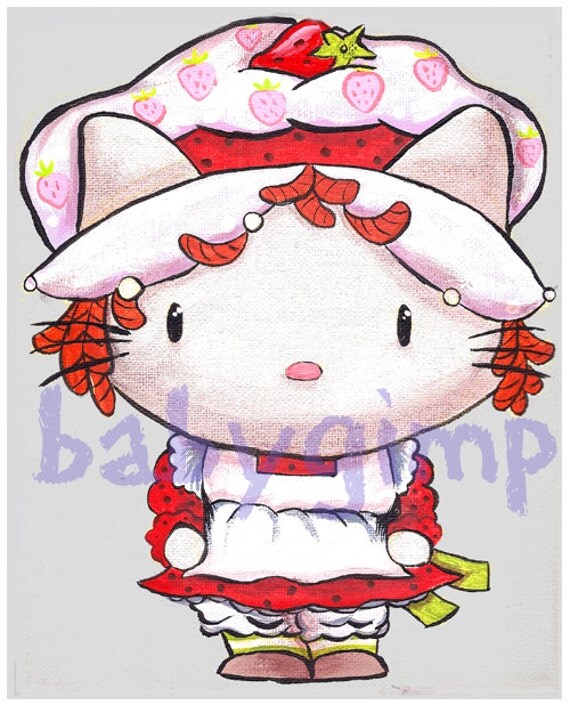 Hello Kitty strawberry shortcake print by BabyGimp on Etsy